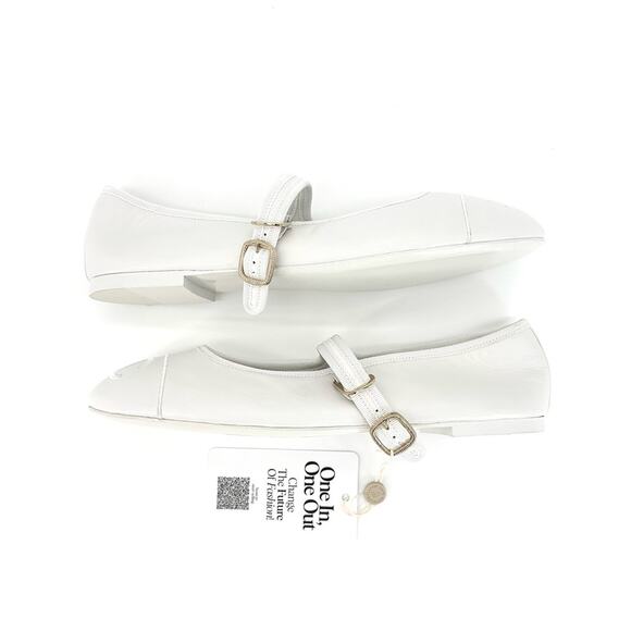 NEW Chanel 2024 Interlocking CC Logo White Leather Cap Toe Ballerina Flats 42 - Picture 4 of 10